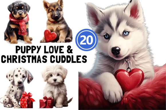 20 Puppy Love Christmas Cuddles Illustrations Review