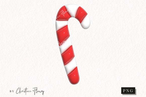 3D Inflated Candy Cane Clipart for Seasonal Illustrations