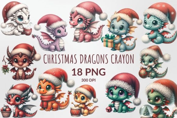Christmas Dragons Crayon Sublimation: Festive Illustrations for Makers