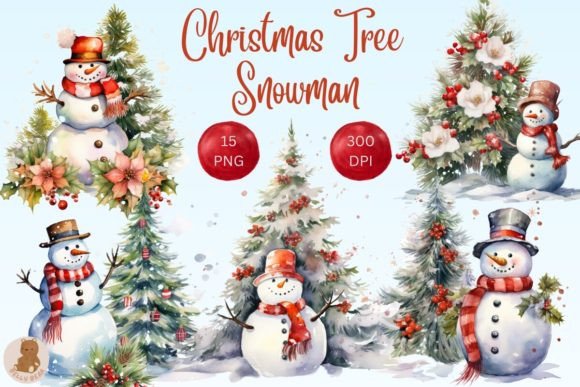 Christmas Tree Snowman Sublimationpn for Creative Illustrations