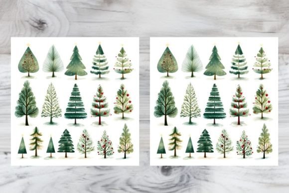 Christmas Tree Watercolor Illustrations for Editorial Design