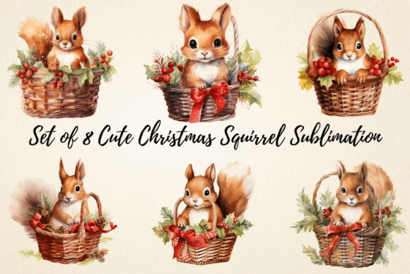 Cute Christmas Squirrel Sublimation for Seasonal Illustrations