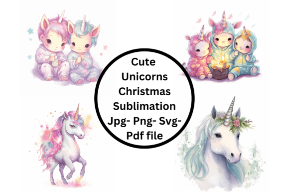 Cute Unicorn Christmas Sublimation for Illustrations
