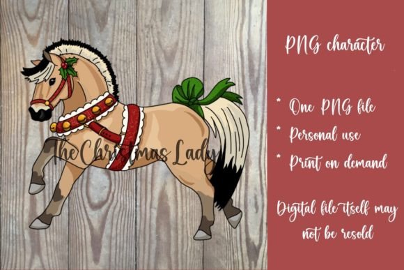 Fjord Horse Christmas Digital Sticker for Holiday Illustrations