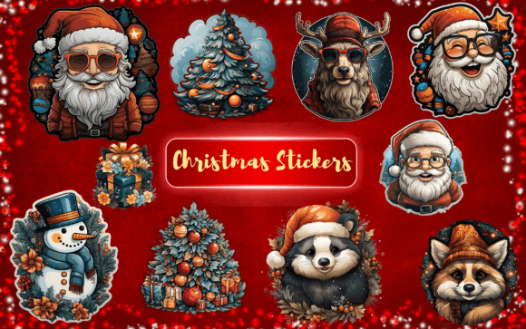 Funny Christmas Stickers: Playful Illustrations for Modern Blogs