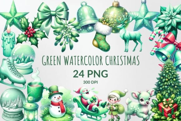 Green Watercolor Christmas Sublimation: A Crafter's Review of Festive Illustrations