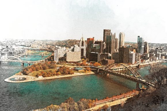 Pittsburgh US Color Sketch: Vibrant Illustrations for Crafters
