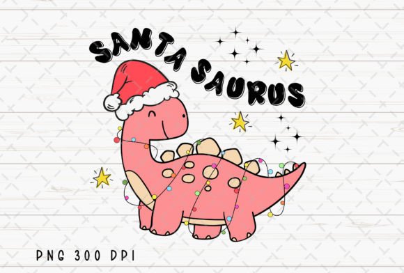Santa Dinosaur Dino Girl Christmas PNG for Illustrations