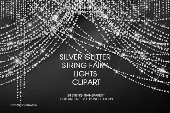 Silver Glitter String Fairy Lights Illustrations for Modern Blogs