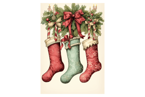 Stockings Christmas Card Illustrations for Crafters