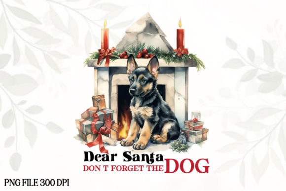 Vintage Christmas Farm Dog Sublimation Illustrations