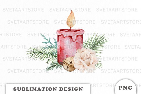 Watercolor Christmas Candle Sublimation: Festive Illustrations for Makers