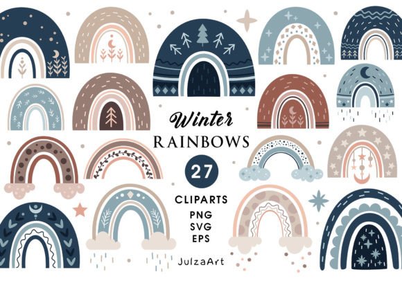 Winter Rainbow Clipart, Rainbow Svg for Illustrations